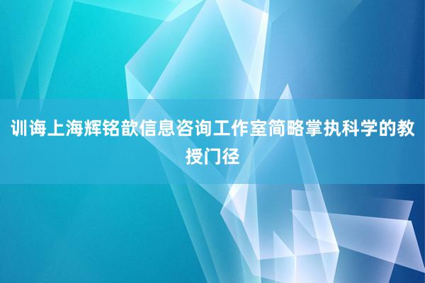 训诲上海辉铭歆信息咨询工作室简略掌执科学的教授门径
